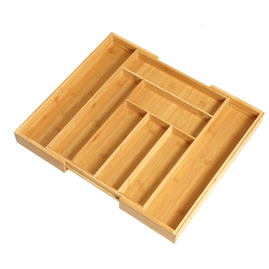 Expandable Bamboo Cutlery Organizer – Adjustable Kitchen Drawer Tray