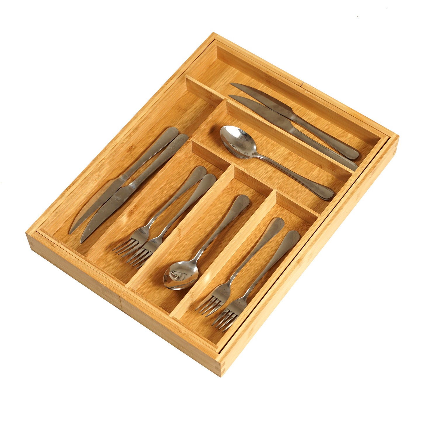 Expandable Bamboo Cutlery Organizer – Adjustable Kitchen Drawer Tray