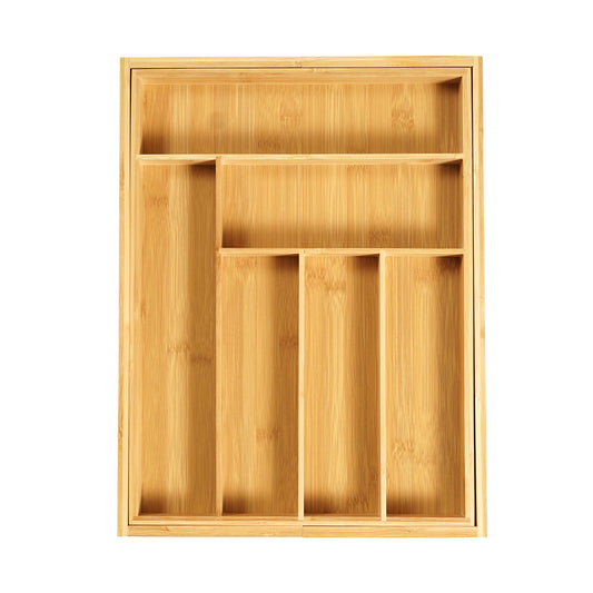 Expandable Bamboo Cutlery Organizer – Adjustable Kitchen Drawer Tray
